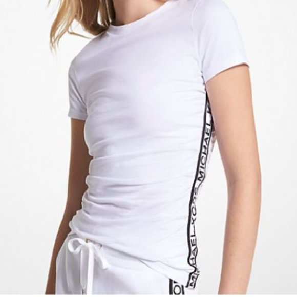 MICHAEL Michael Kors Tops - NWT Logo Tape Organic Cotton Ruched Top